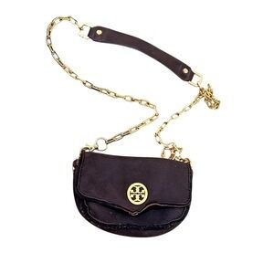 Faux Tory Burch Brown & Gold Crossbody Bag Chain Strap Spanish shearling lamb